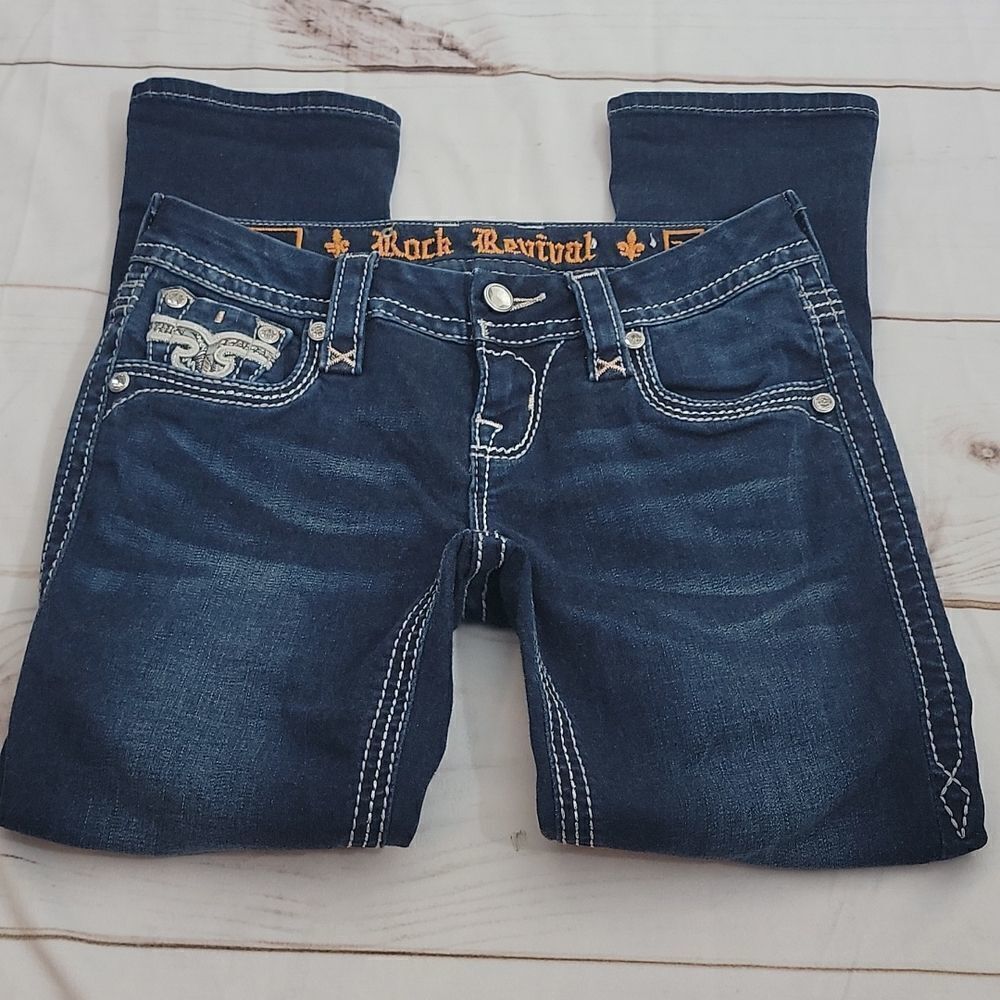 Womens Rock Revival Betty Crop size 24 Beautiful Denim Jeans